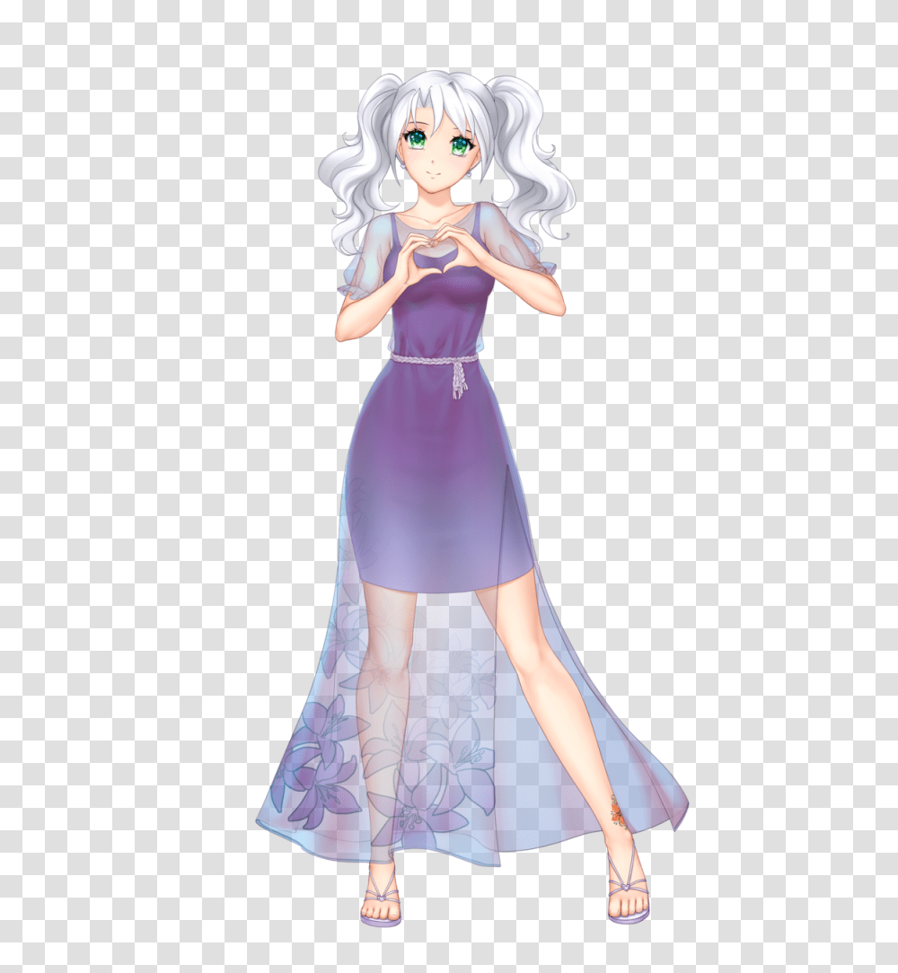 Anime Little Girl With The Two Pigtails As A Hair Cut Black Hair Dress Anime Girl, Clothing, Evening Dress, Robe, Gown Transparent Png