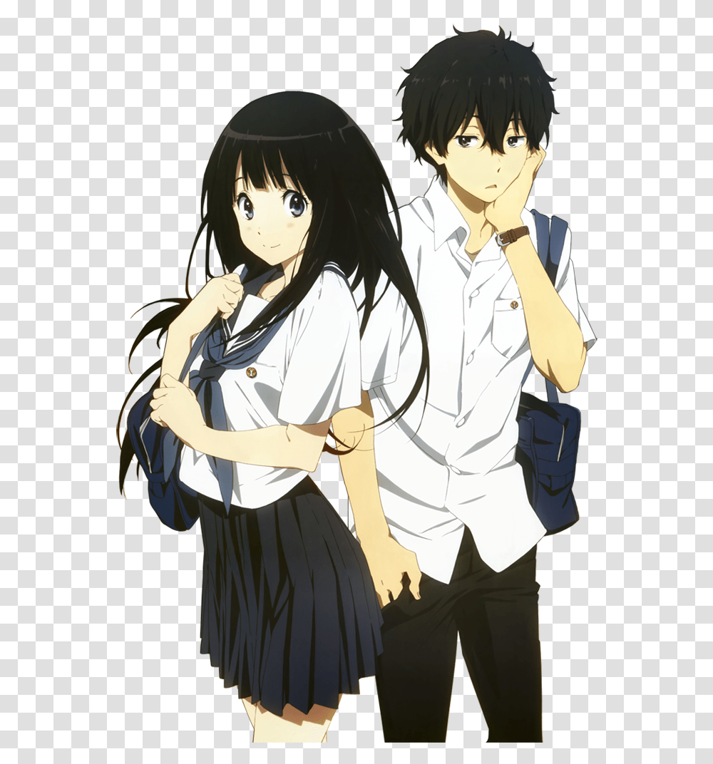 Anime Love Cute Kawaii Couple Goal Hyouka Chitanda And Oreki, Manga, Comics, Book, Person Transparent Png