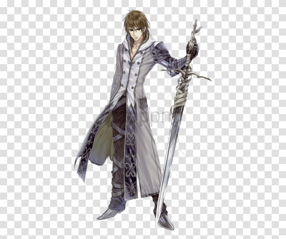 Anime Male With Sword Image With Background Warrior Orochi 3 Sterkenburg, Person, Weapon, Coat Transparent Png