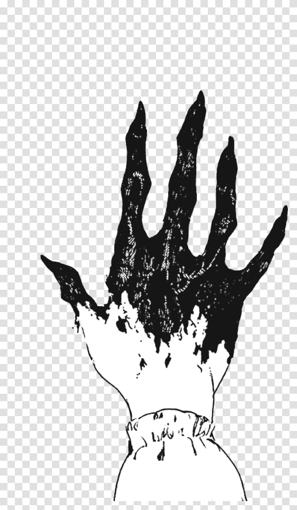 Anime Manga Hand Demon Blackandwhite Drawing, Person, Human, Silhouette, Stencil Transparent Png