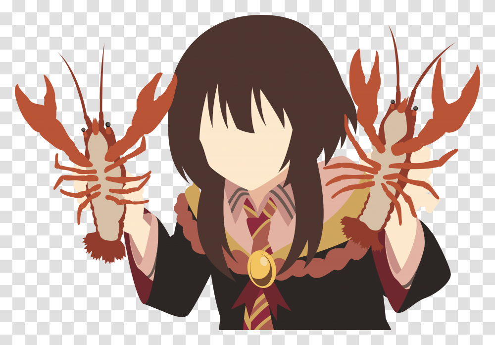 Anime Minimalist Megumin Lobsters, Seafood, Crawdad, Sea Life, Animal Transparent Png