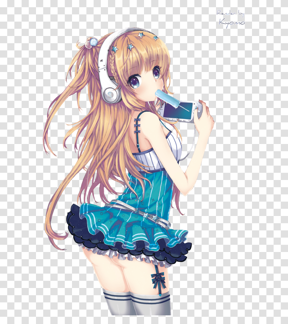 Anime Music Download Anime Headphone Girl Render, Manga, Comics, Book, Person Transparent Png