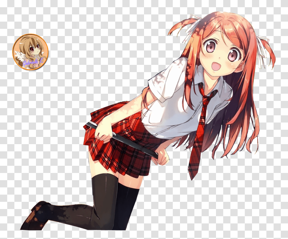 Anime Red Hair Schoolgirl Anime, Person, Human, Costume, Comics Transparent Png