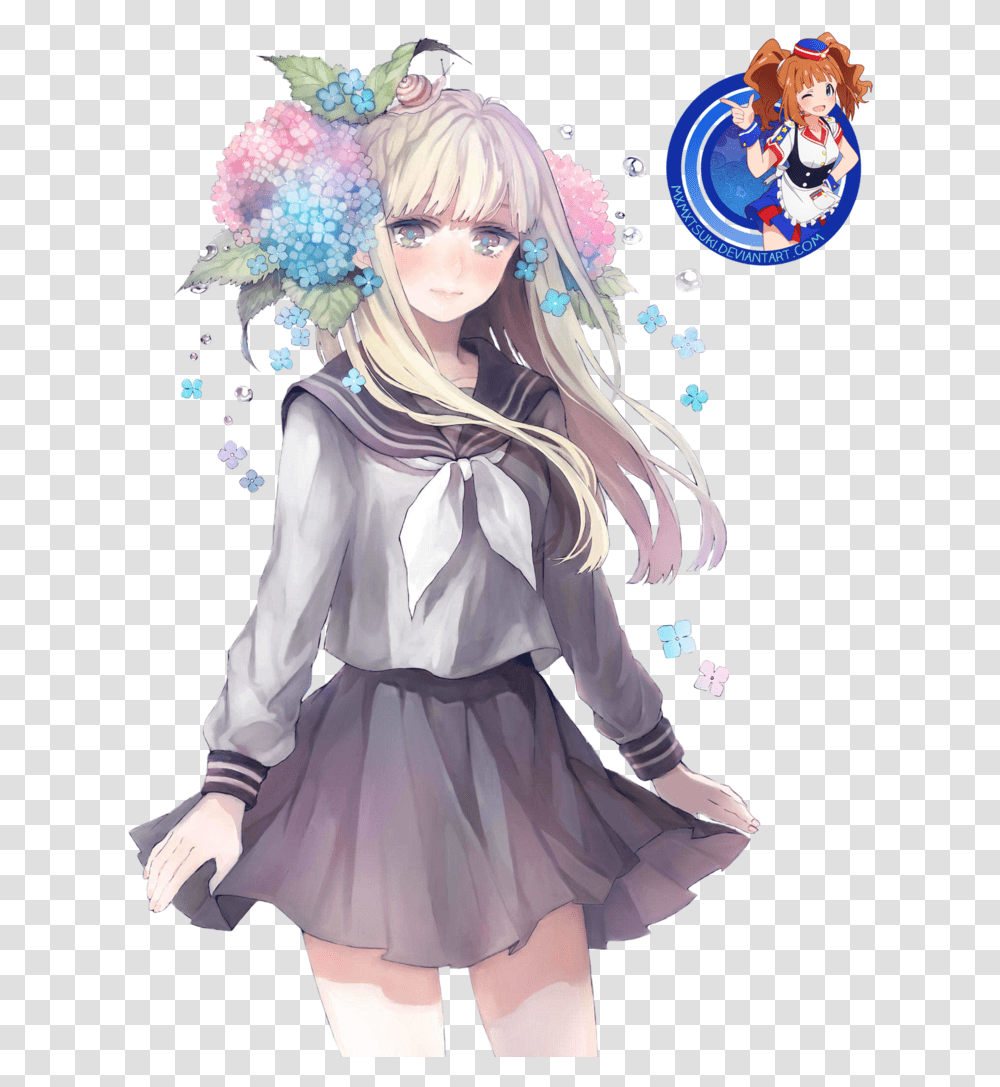Anime Render Pngs Overlay Love Flowes Flower Girl Nh Anime Girl Flower, Manga, Comics, Book, Person Transparent Png