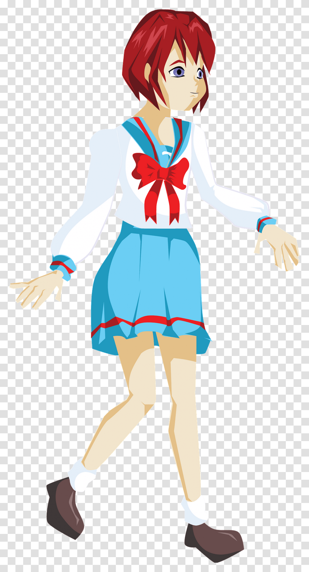 Anime School Girl Clipart, Costume, Person, Sleeve Transparent Png