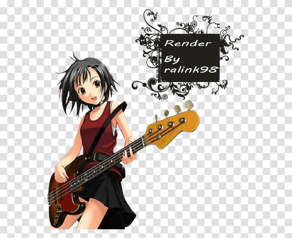 Anime Sexy Rock Photo Anime Girl Playing Guitar Base, Leisure Activities, Musical Instrument, Person, Human Transparent Png