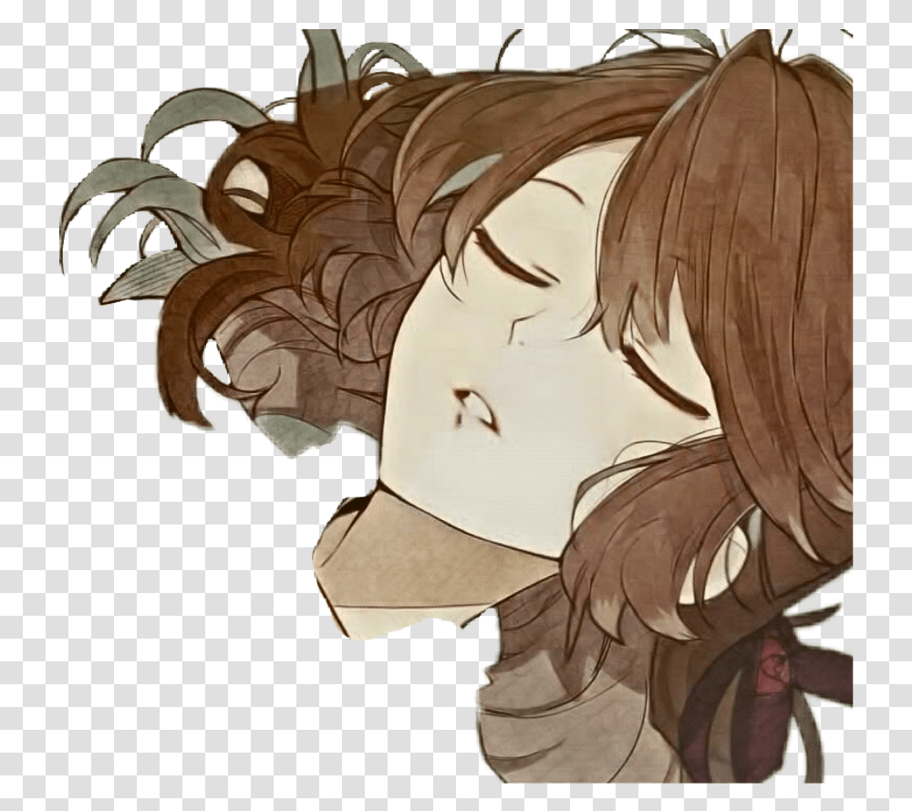 Anime Sleeping Girl Sleepinggirl Brownhair Face Anime Girl Sleeping Face, Manga Transparent Png