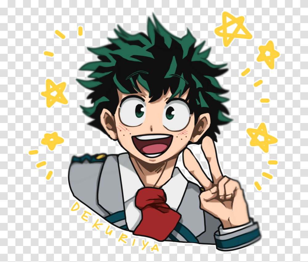 Anime Smile Izuku Midoriya Peace Sign, Graphics, Art, Person, Paper Transparent Png