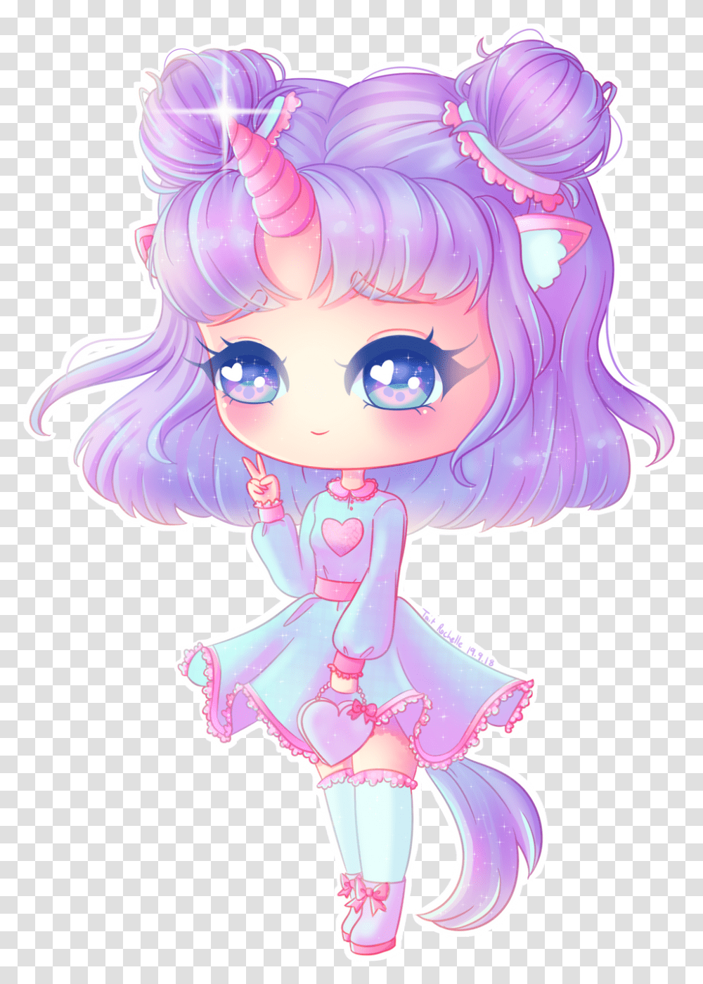 Anime Unicorn Chibi Chibi Anime Unicorn Girl Toy Purple Transparent Png Pngset Com