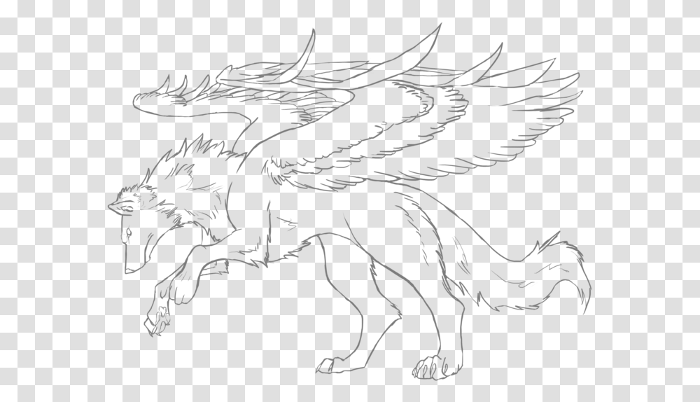Anime Winged Wolves Coloring Pages Coloring Book, Dragon, Stencil, Pattern Transparent Png
