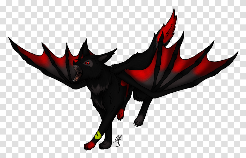 Anime Wolf With Wings Clipart Black And Red Wolf, Horse, Mammal, Animal, Dragon Transparent Png