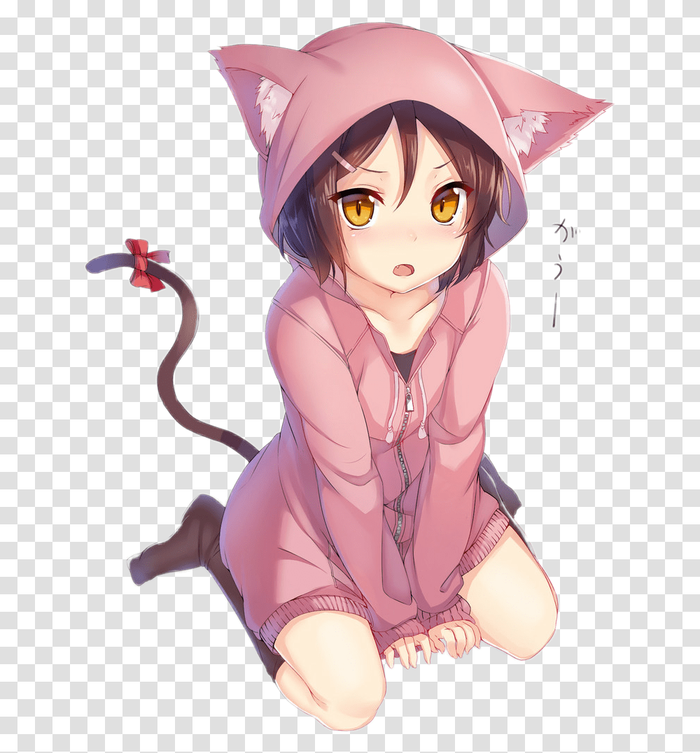 Animegirl Cat Neko Cute Kawaii Nekogirl Catjacket Neko Anime Girl Cat Cute, Comics, Book, Animal, Invertebrate Transparent Png