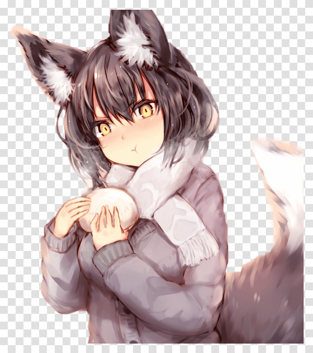 Animewolfgirl Sticker Cute Anime Girl Wolf Cute Anime Wolf Girl, Person, Human, Manga, Comics Transparent Png