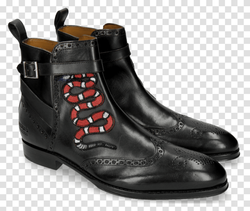 Ankle Boots Kane 9 Black Strap Black Patch Snake Melvin And Hamilton Kane, Shoe, Footwear, Apparel Transparent Png