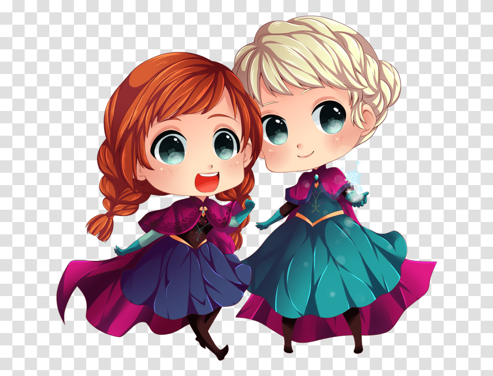 Anna And Elsa Chibi Elsa And Anna, Doll, Toy, Person Transparent Png