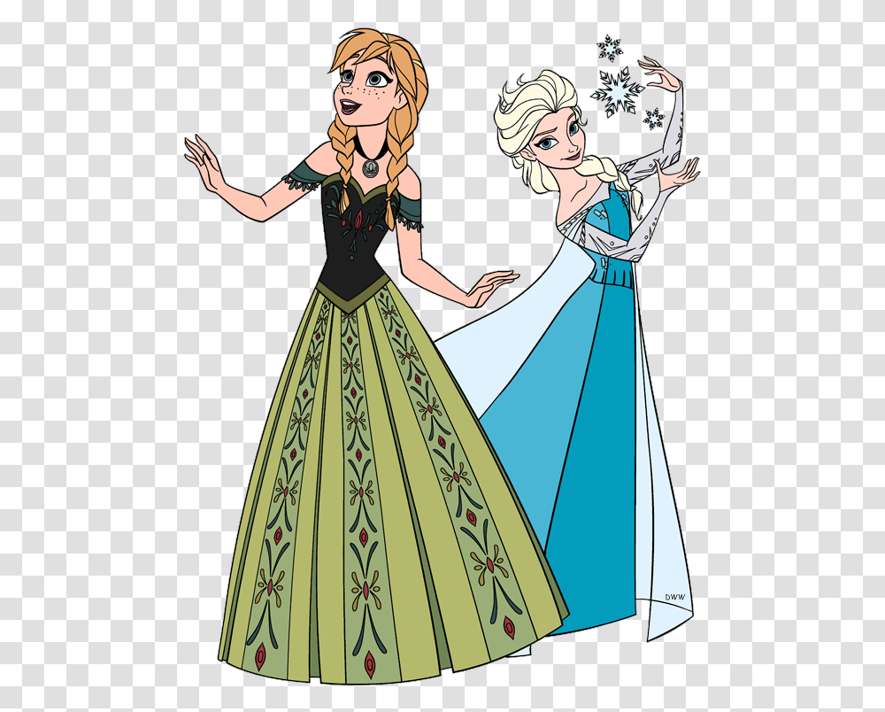 Anna And Elsa Elsa And Anna Colored, Dress, Person, Female Transparent Png