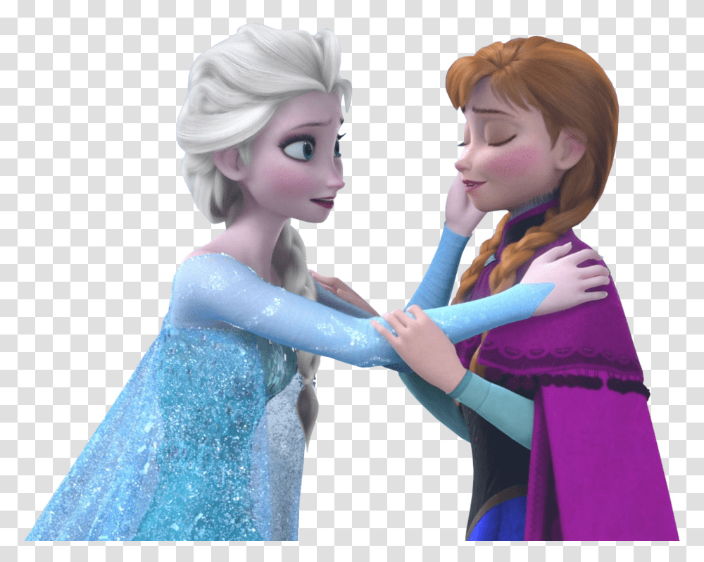 Anna And Elsa Hugging, Figurine, Person, Human, Evening Dress Transparent Png