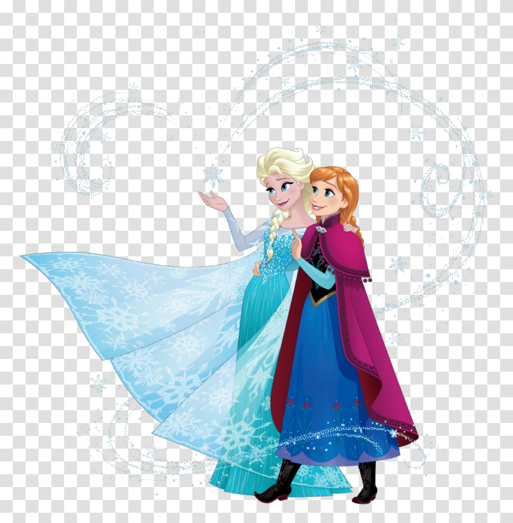 Anna And Elsa With Snow Magic Frozen Elsa Elsa, Costume, Dress, Person Transparent Png