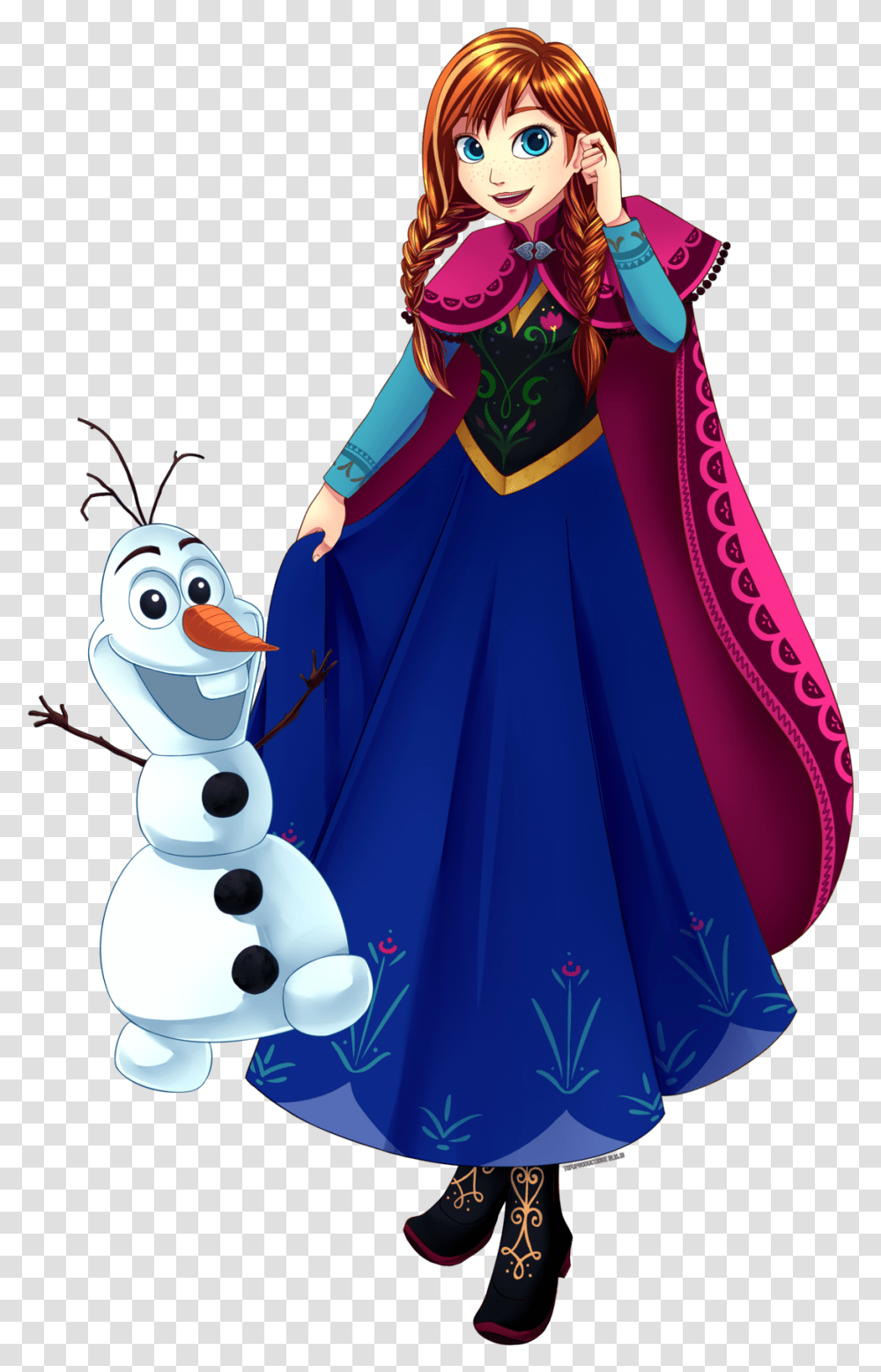 Anna And Olaf From Frozen Clipart Download Reine De Neige En, Dress, Long Sleeve, Doll Transparent Png