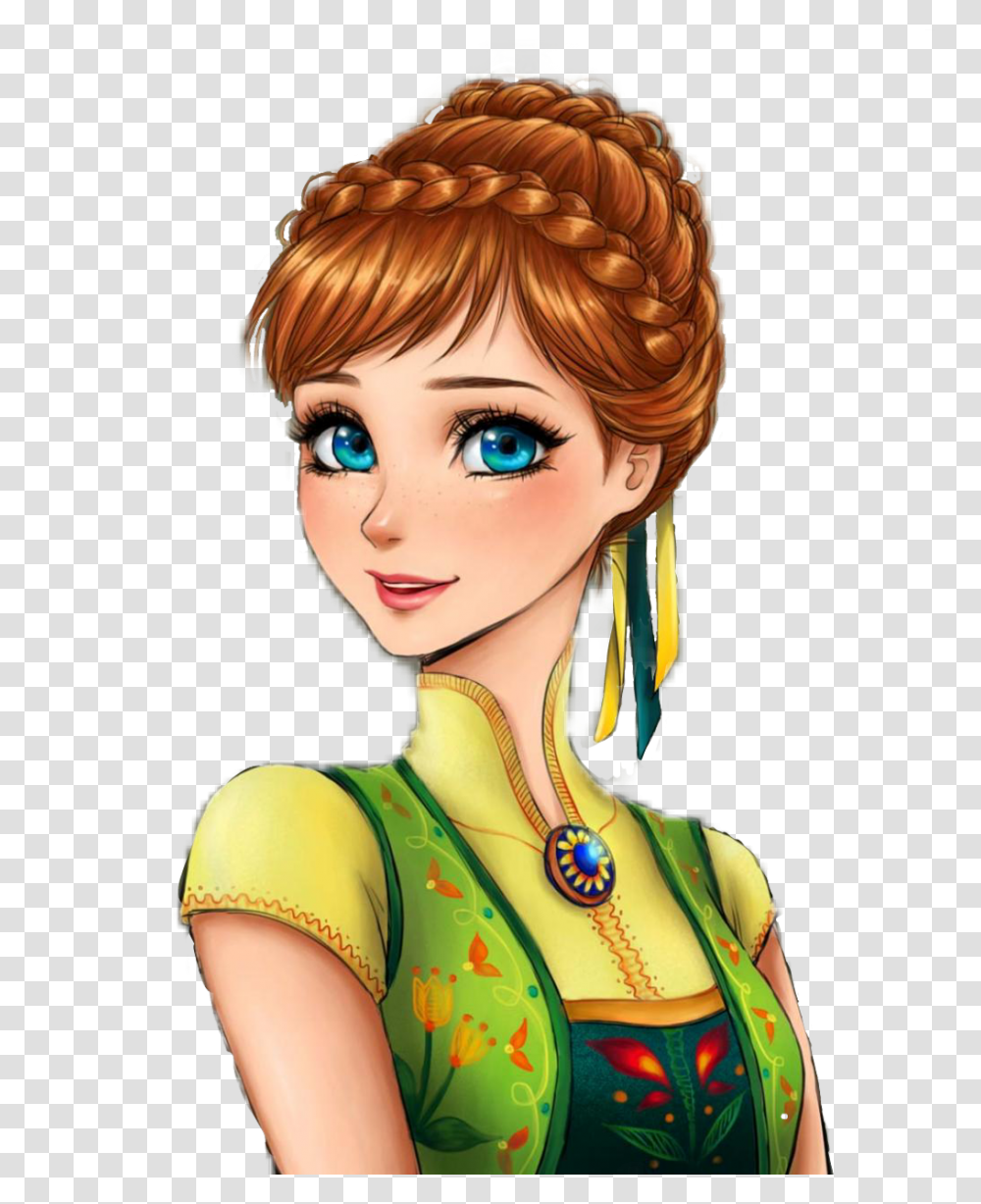 Anna Frozen Anime Disney Princess, Face, Person, Doll, Toy Transparent Png