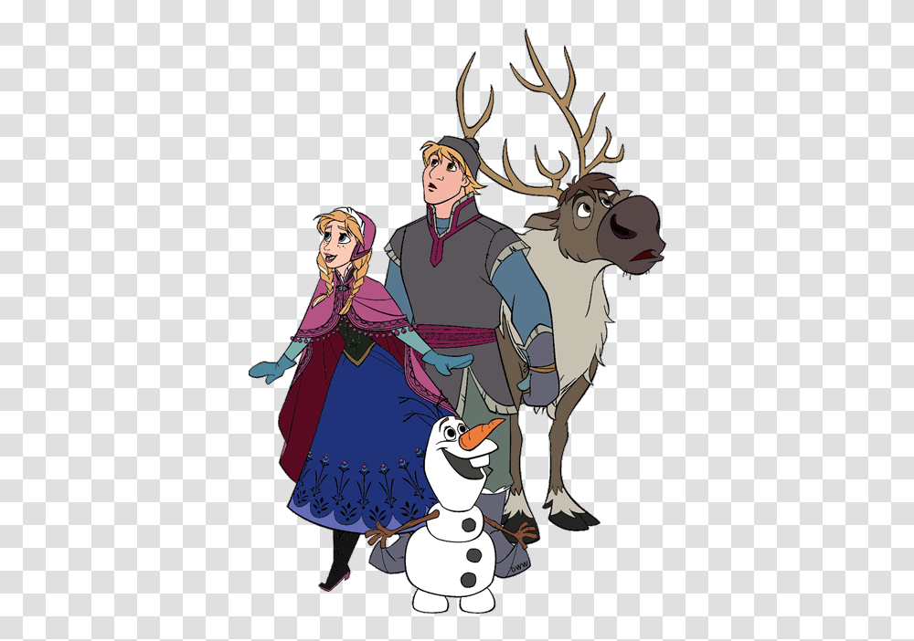Anna Kristoff Olaf And Sven Cartoon, Person, Deer, Wildlife, Mammal Transparent Png