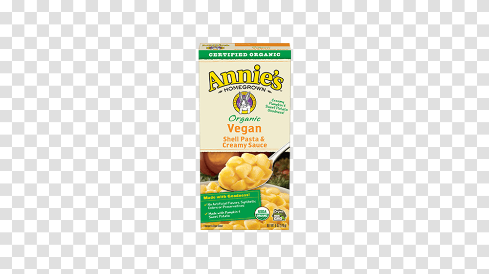 Annies Homegrown Organic Vegan Shell Pasta Creamy Sauce, Flyer, Advertisement, Food, Plant Transparent Png