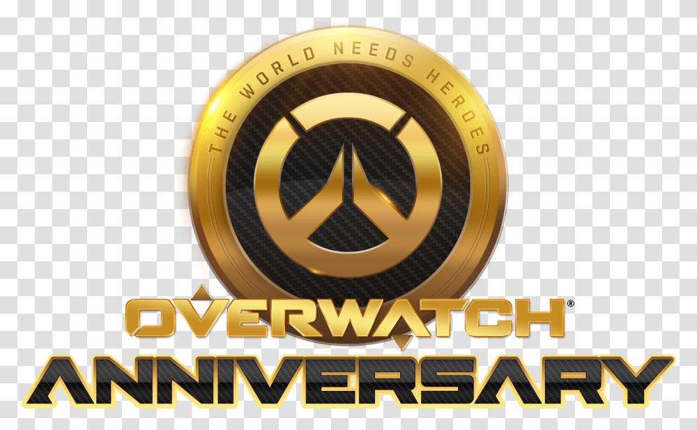 Anniversary Overwatch Anniversary Logo, Symbol, Trademark, Gold, Emblem Transparent Png