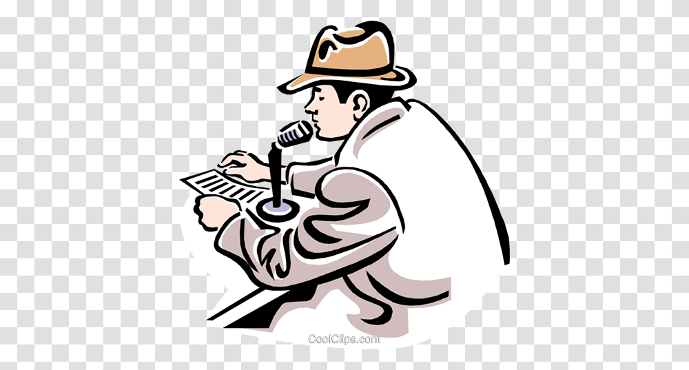 Announcer Royalty Free Vector Clip Art Illustration, Hat, Person, Outdoors, Performer Transparent Png