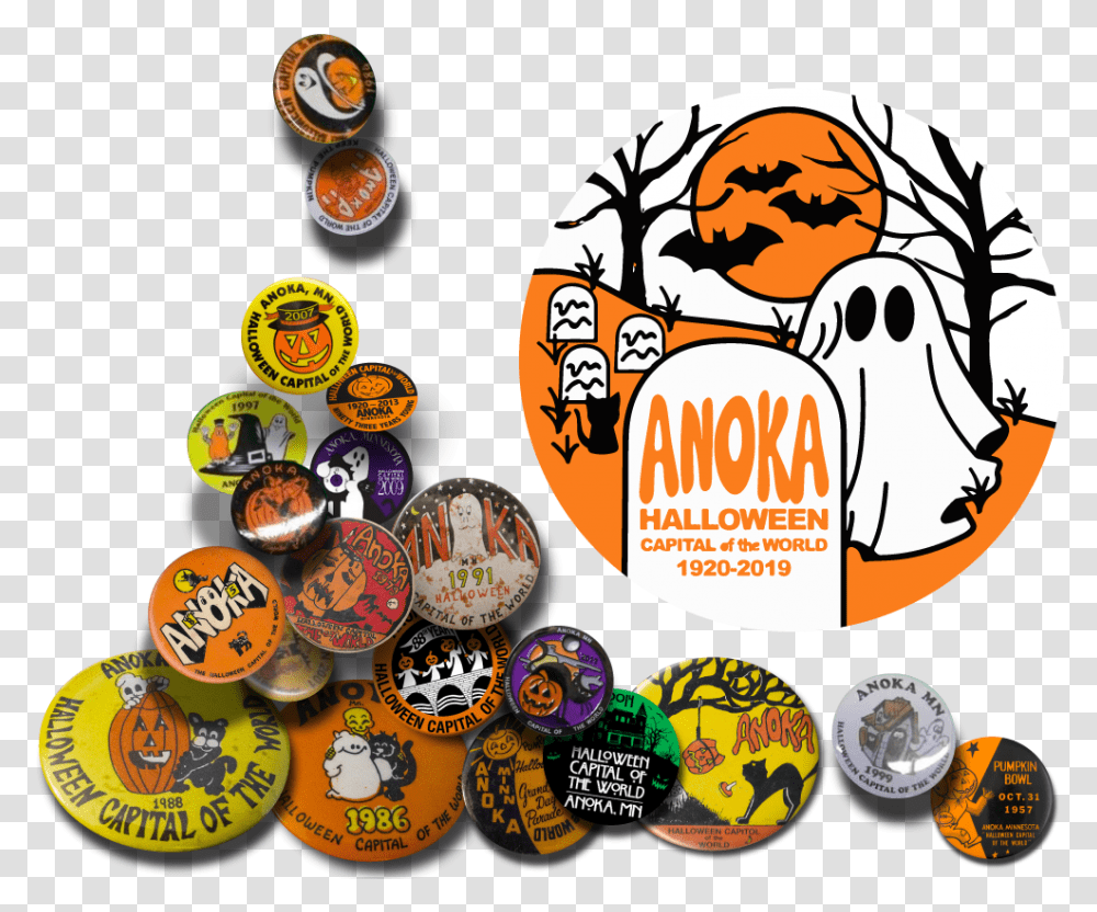 Anoka Halloween Past Year Buttons, Label, Advertisement, Poster Transparent Png