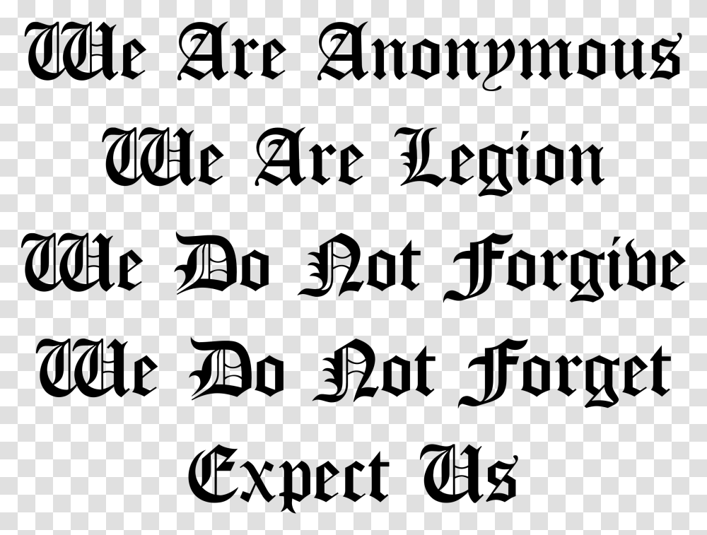 Anonymous Big Image Font, Gray, World Of Warcraft Transparent Png