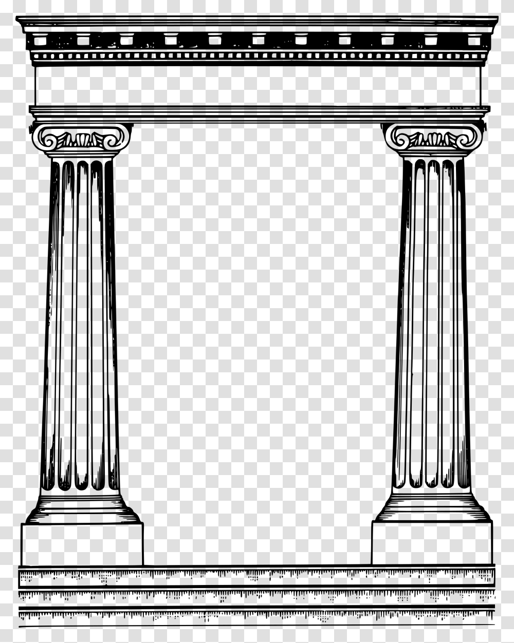Another Classic Roman Frame Greek Columns Clipart, Gray, World Of Warcraft Transparent Png