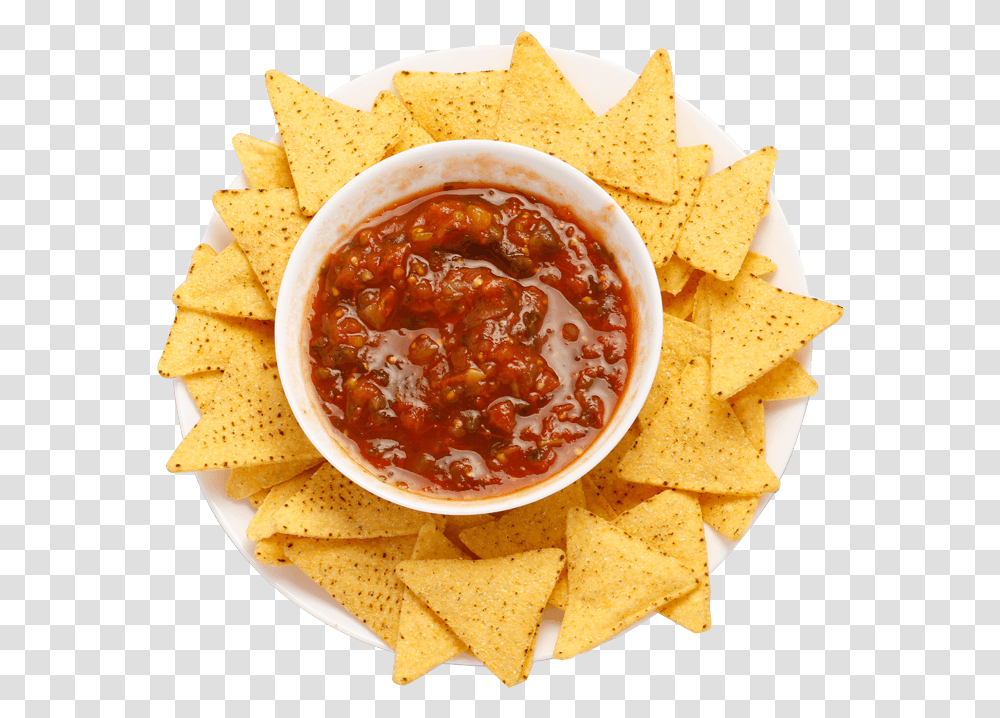 Another Word For Authentic Mexican And American Food Totopos Y Salsa, Nachos, Dip, Bread, Bowl Transparent Png