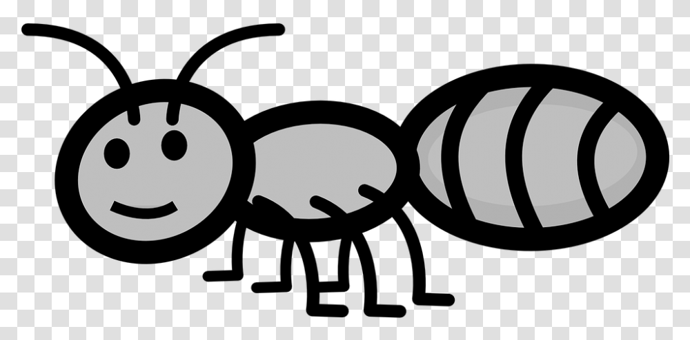 Ant Happy Smile Antenna Grey Legs Insect Bug Clipart Black And White Ant, Stencil, Hand, Pillow, Cushion Transparent Png