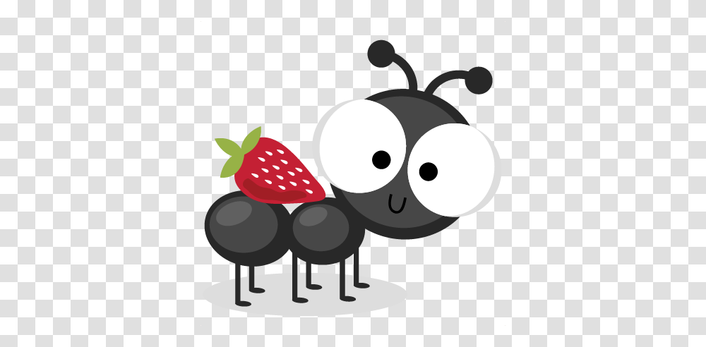 Ant With Strawberry Cutting Ant Cuts Ant Scal, Food, Stencil Transparent Png