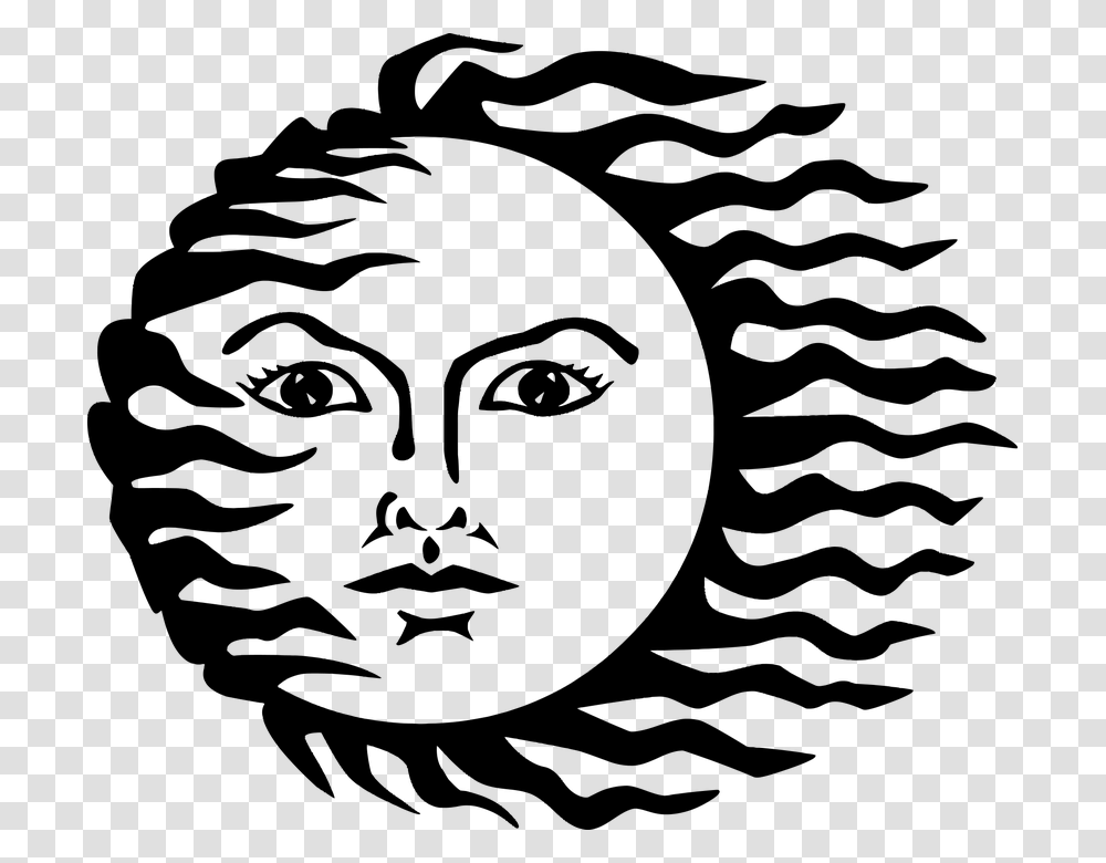 Anthropomorphic Face Hot Light Solar Star Sun Sun With Face Black White, Gray, World Of Warcraft Transparent Png