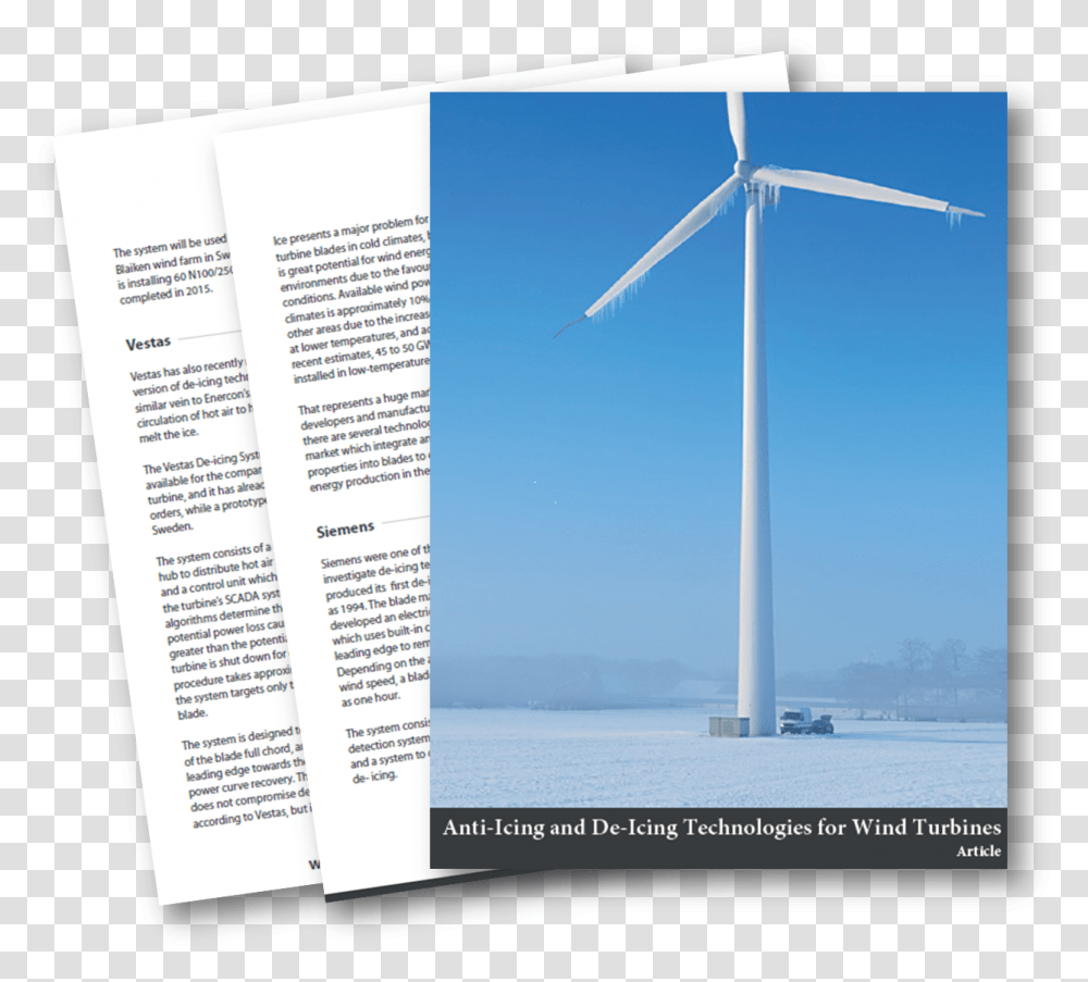 Anti Icing And De Icing Technologies For Wind Turbines Wind Turbine, Engine, Motor, Machine, Advertisement Transparent Png