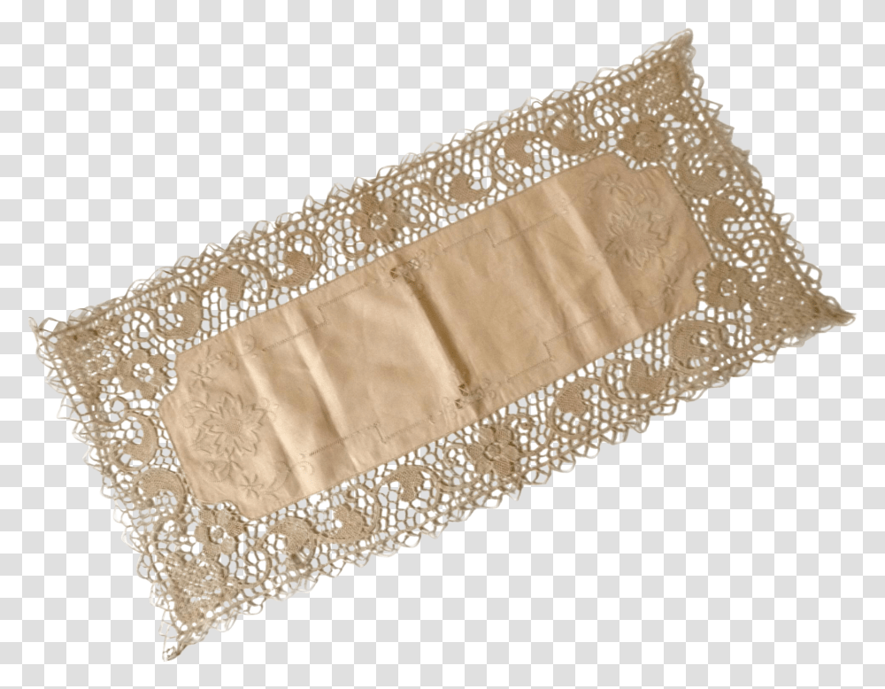 Antique Arts And Crafts Lace Embroidery Table Runner Linens, Tablecloth Transparent Png