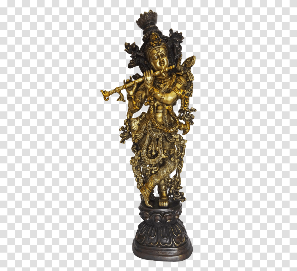 Antique Attractive Krishna With Flute Brass Statue Krishna, Bronze, Figurine, Architecture, Building Transparent Png