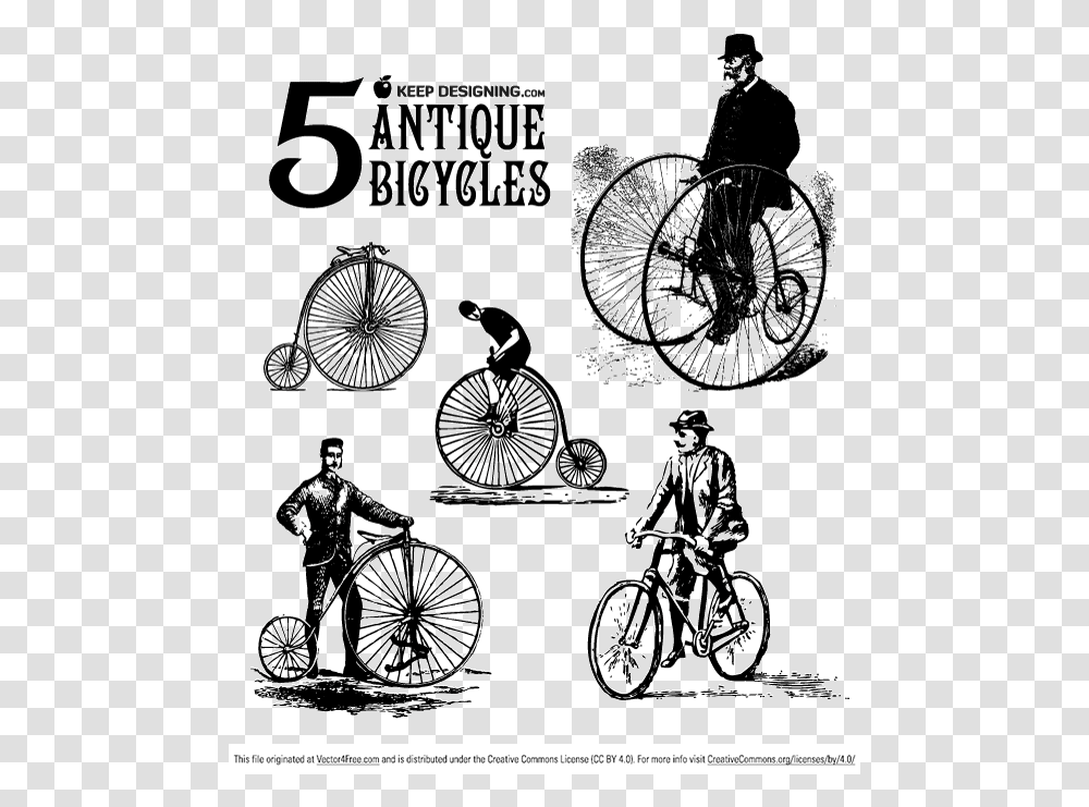 Antique Bicycle Vector, Person, Collage, Poster, Advertisement Transparent Png