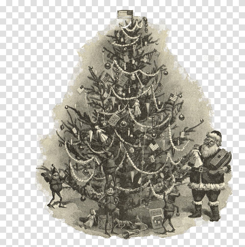 Antique Christmas Tree Printable Image Knick Of Time Christmas Tree, Plant, Ornament, Person, Human Transparent Png