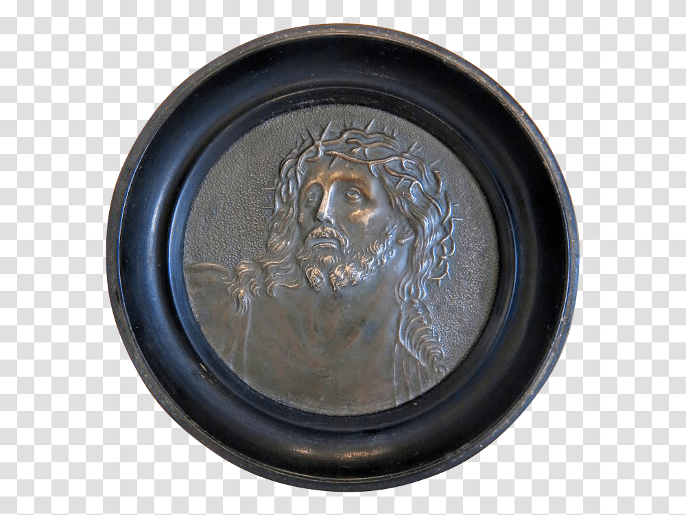 Antique Copper Plaque Depicting The Portrait Of Jesus Antique, Meal, Food, Money, Coin Transparent Png