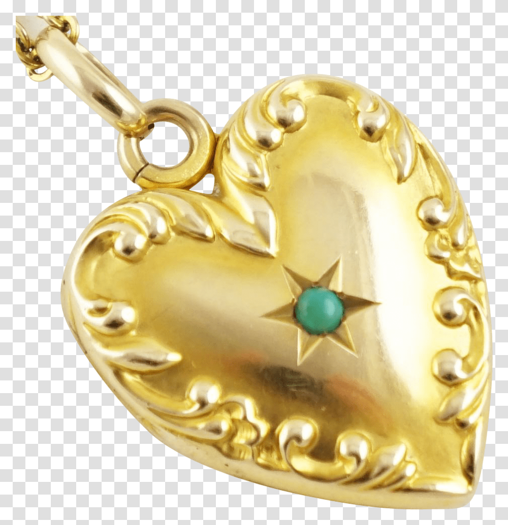 Antique Edwardian 14k Gold Scroll Border Heart Locket Locket, Pendant, Jewelry, Accessories Transparent Png