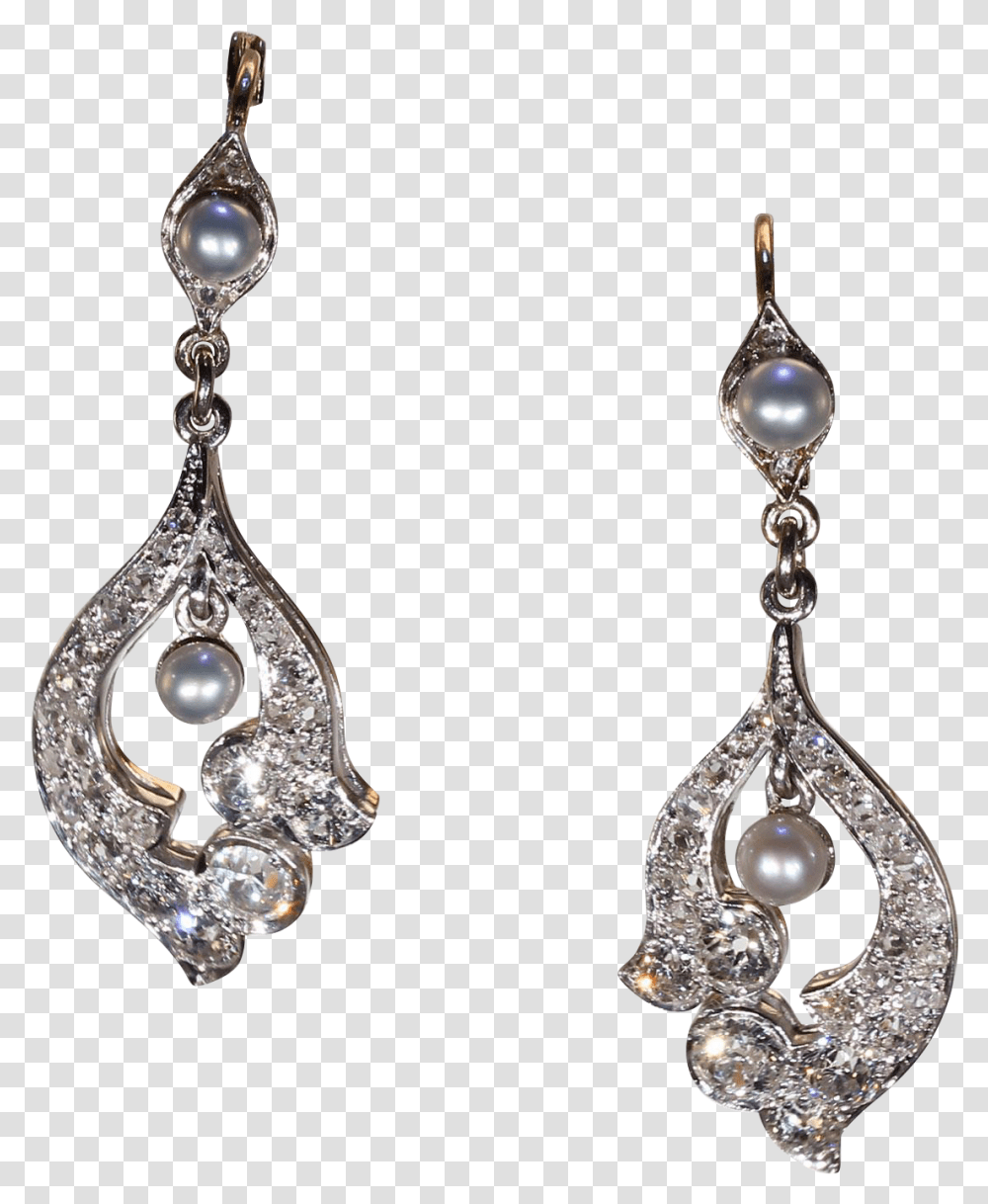 Antique Edwardian Diamond Pearl Earrings 18k Gold Platinum, Accessories, Accessory, Jewelry Transparent Png