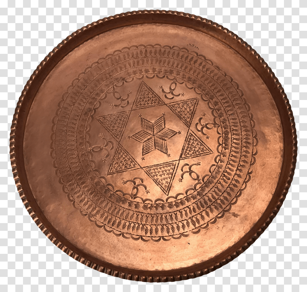 Antique Engraved Copper Tray Judaica Star Of David Antique Transparent Png