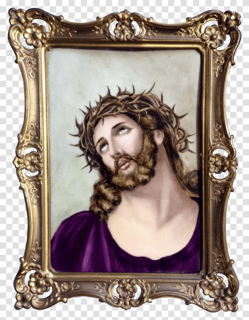 Antique European Icon Jesus Christ Crucifixion Portrait Picture Frame Transparent Png