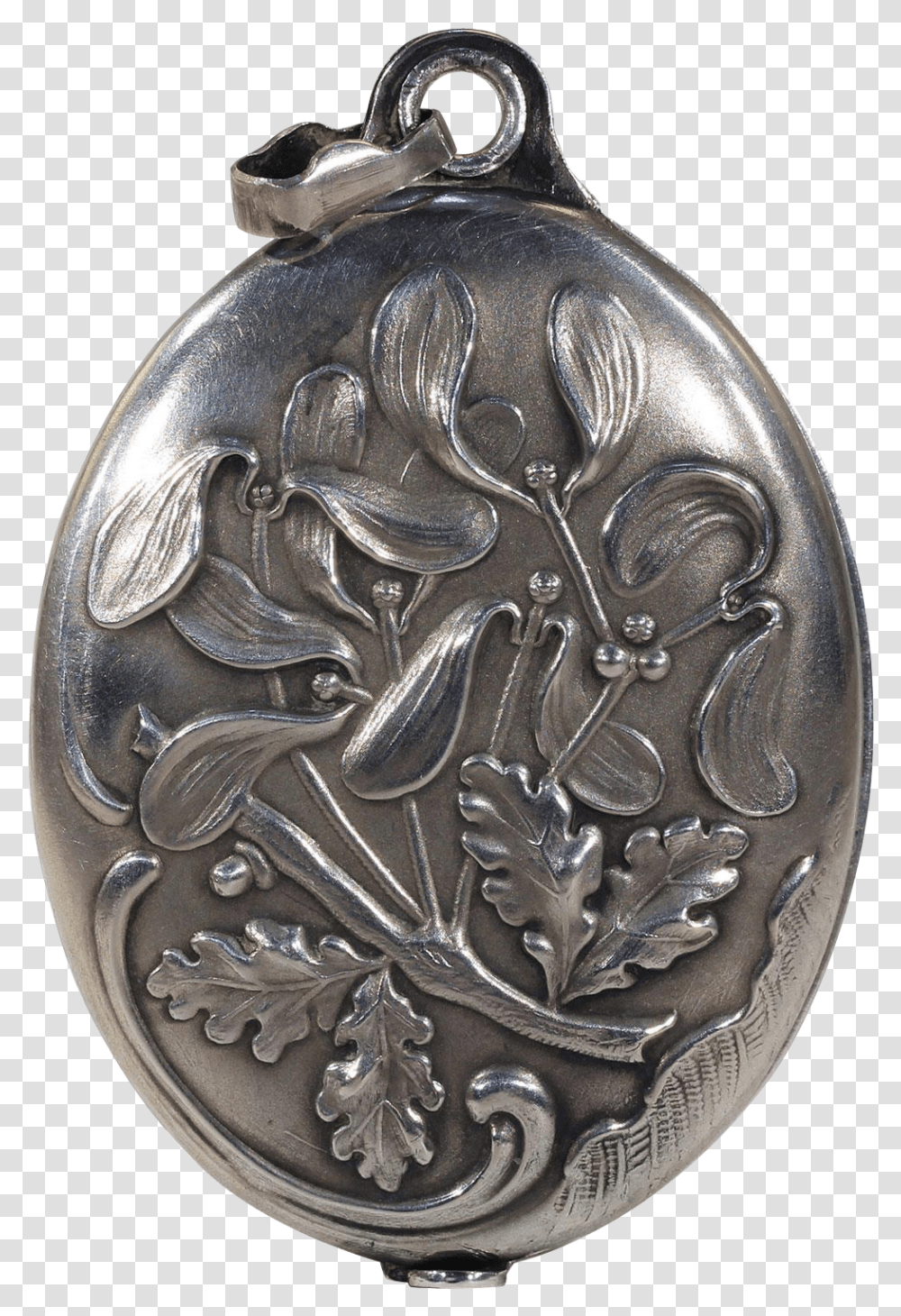 Antique French Silver Slide Locket Pendant Oak Mirror Victorian Antique Mirror Pendant, Money, Coin, Nickel, Bronze Transparent Png
