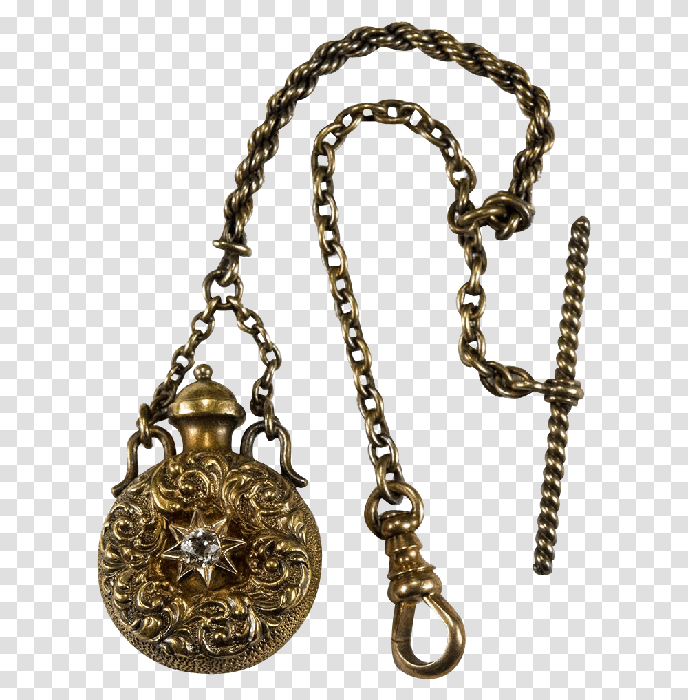 Antique Georgian Perfume Bottle Pendant Gold Watch Chain, Accessories, Accessory, Jewelry, Necklace Transparent Png
