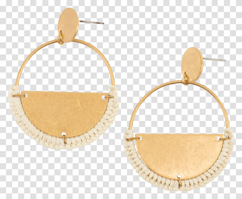Antique Gold Hoop With Cream Threaded Half Moon Earrings, Accessories, Accessory, Handbag, Purse Transparent Png