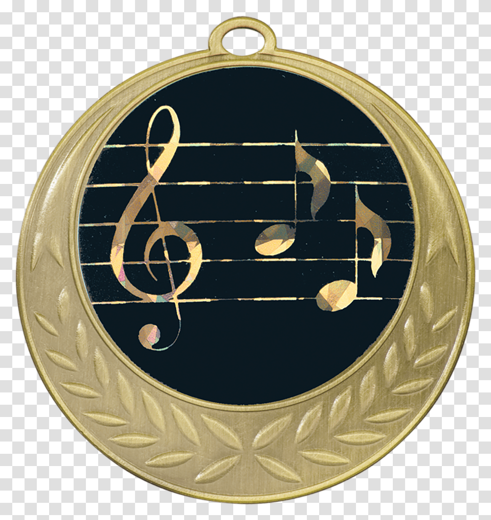 Antique Gold Music Medal Circle, Emblem, Logo, Trademark Transparent Png