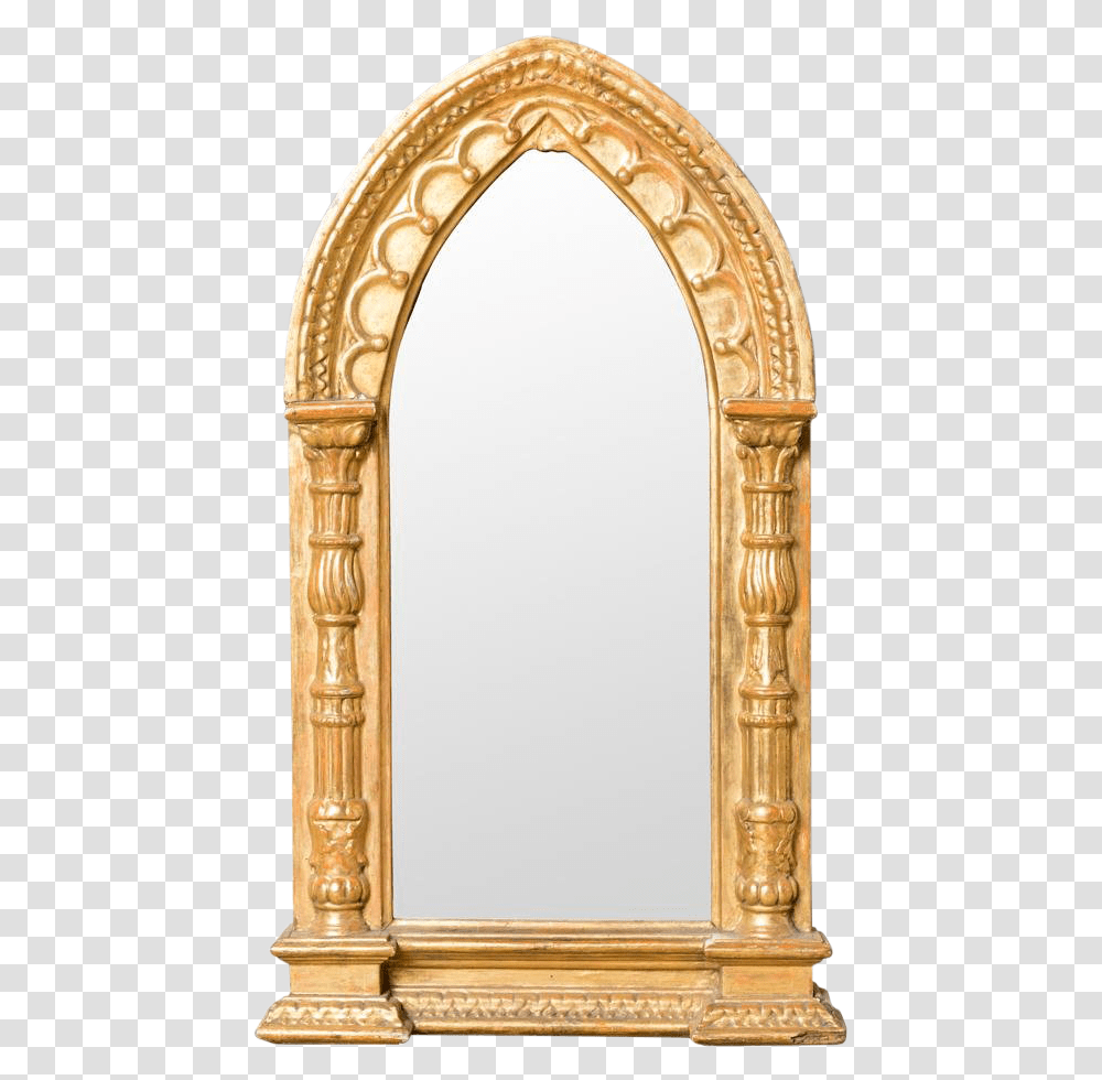 Antique Gothic Gold Frame Wall Mirror Gold Gothic Frame, Sink Faucet, Architecture, Building, Arched Transparent Png